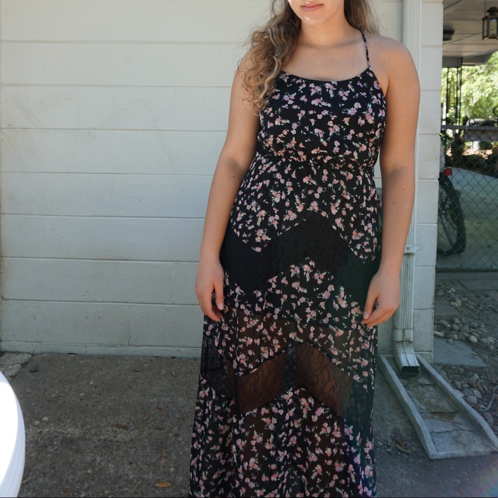 Lace Floral Halter Maxi Dress | Candies